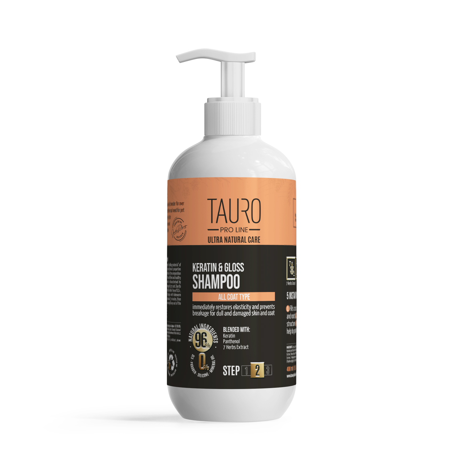 Šampón pre lesk s keratínom TAURO PRO LINE Ultra Natural Care Objem: 1000 ml