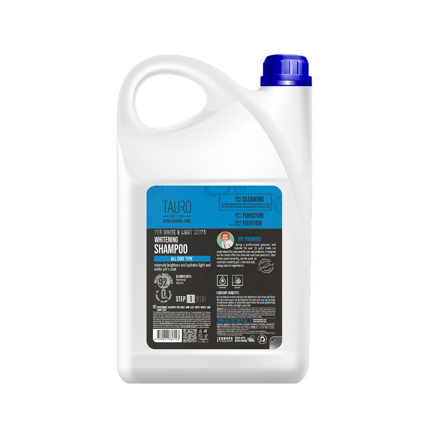 Bieliaci šampón TAURO PRO LINE Ultra Natural Care pre bielu a svetlú srsť Objem: 3785 ml