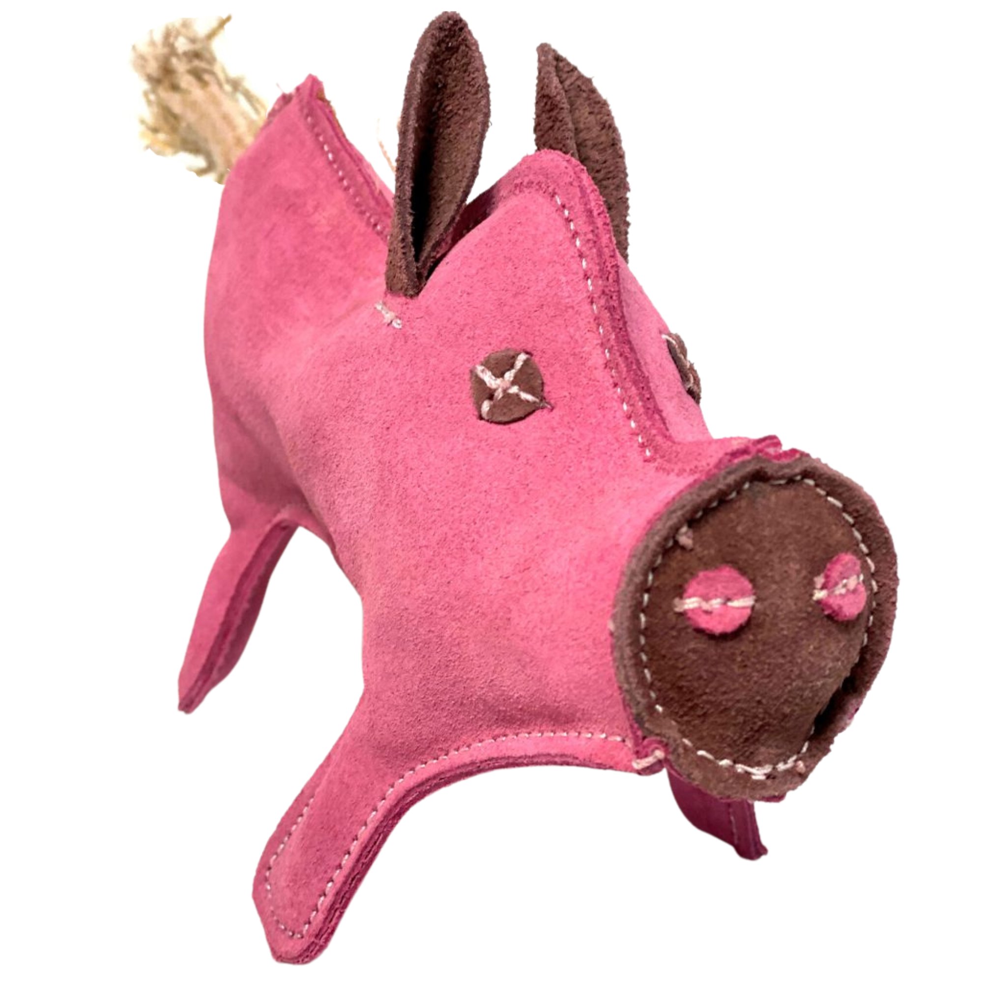 Prasiatko PINKY hračka pre psov z kože a juty 28 cm