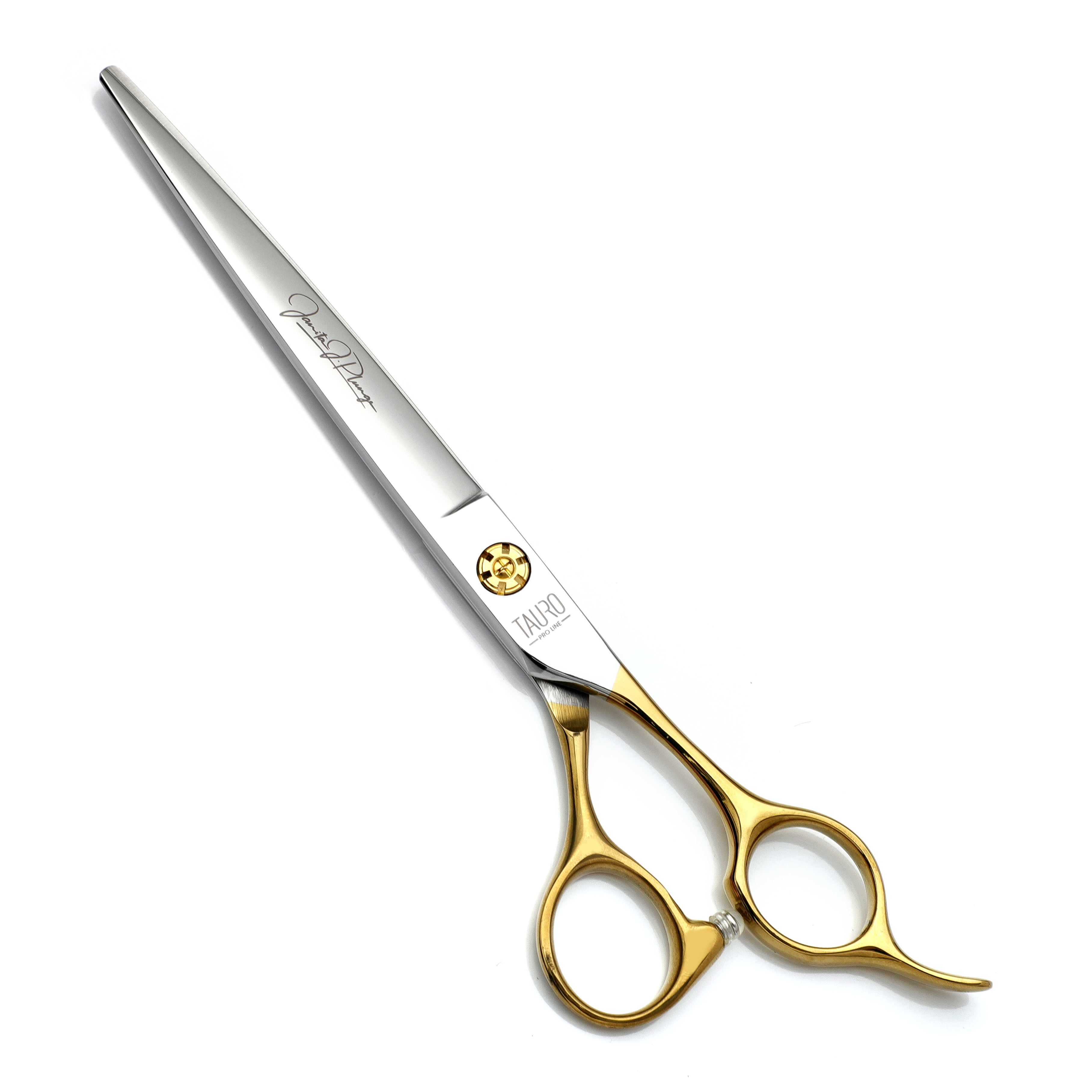 Nožnice TAURO PRO LINE Janita Plunge line 7" (18 cm) rovné - zlaté krúžky