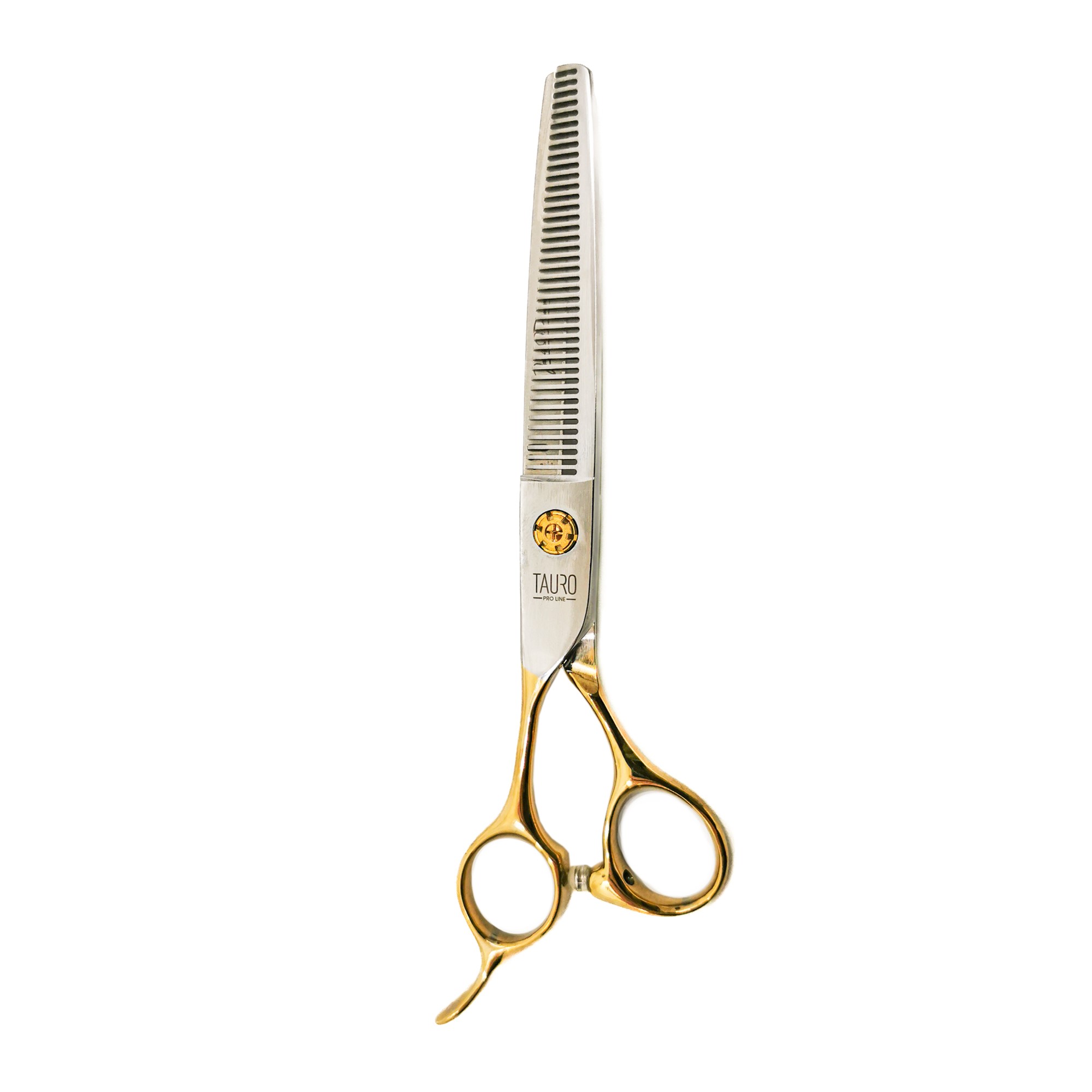 Nožnice TAURO PRO LINE Janita Plunge line 16 cm (6,25") efilačné 40 zubov - zlaté krúžky PRE LEVORUKÉ