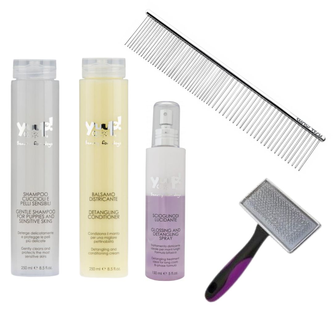 Balíček pre psov DOMÁCA STAROSTLIVOSŤ - PRE ŠTENÁTA STREDNÝCH A VEĽKÝCH PLEMIEN s dlhou srsťou