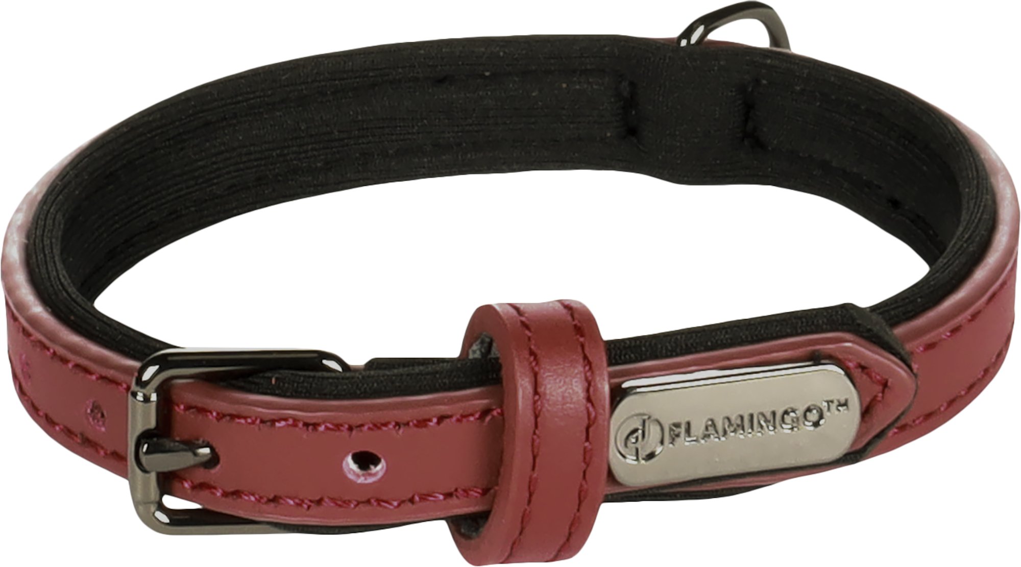 Flamingo Binti Kožený obojok s neoprénom Červená XS