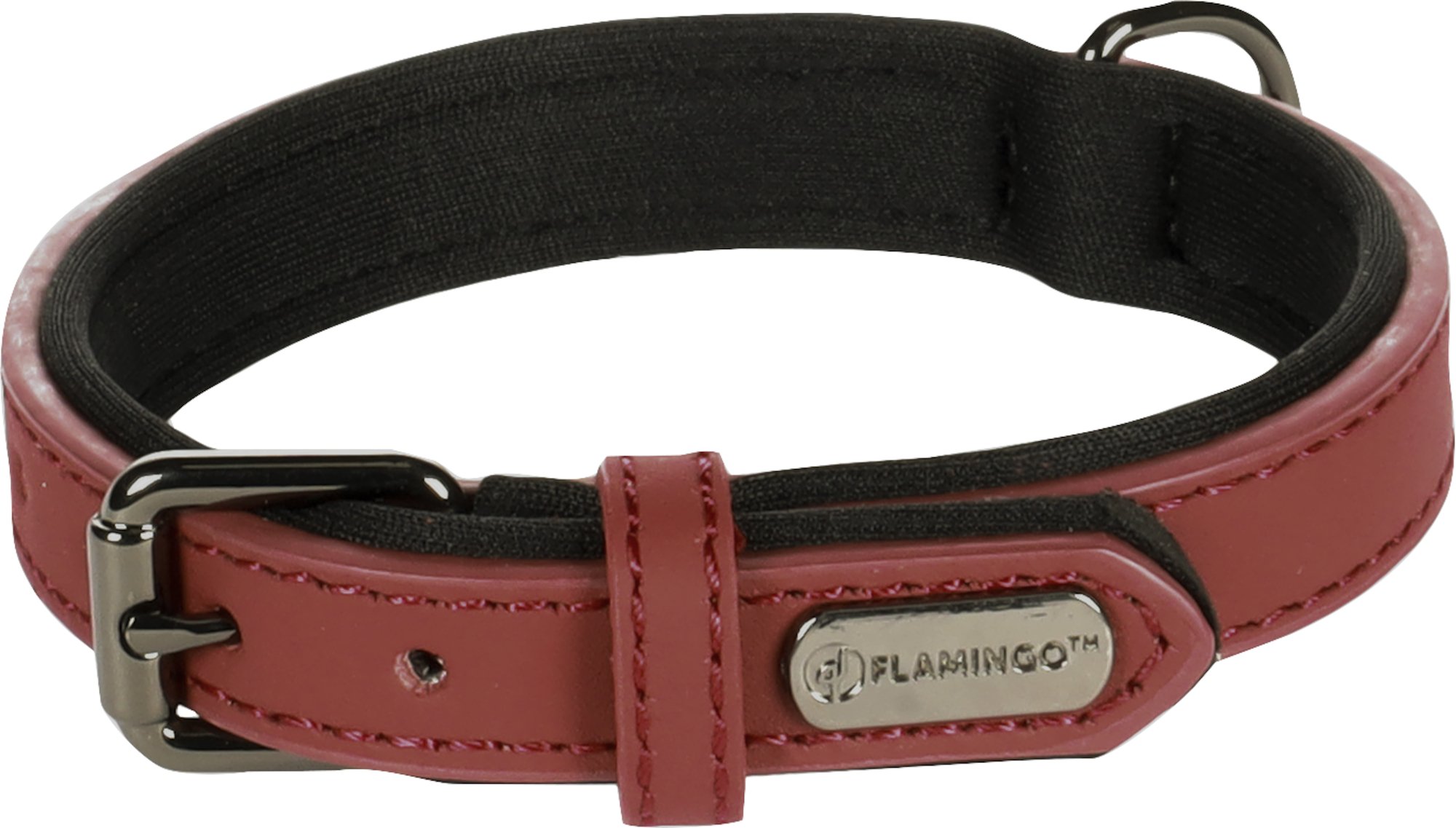 Flamingo Binti Kožený obojok s neoprénom Červená XS/S
