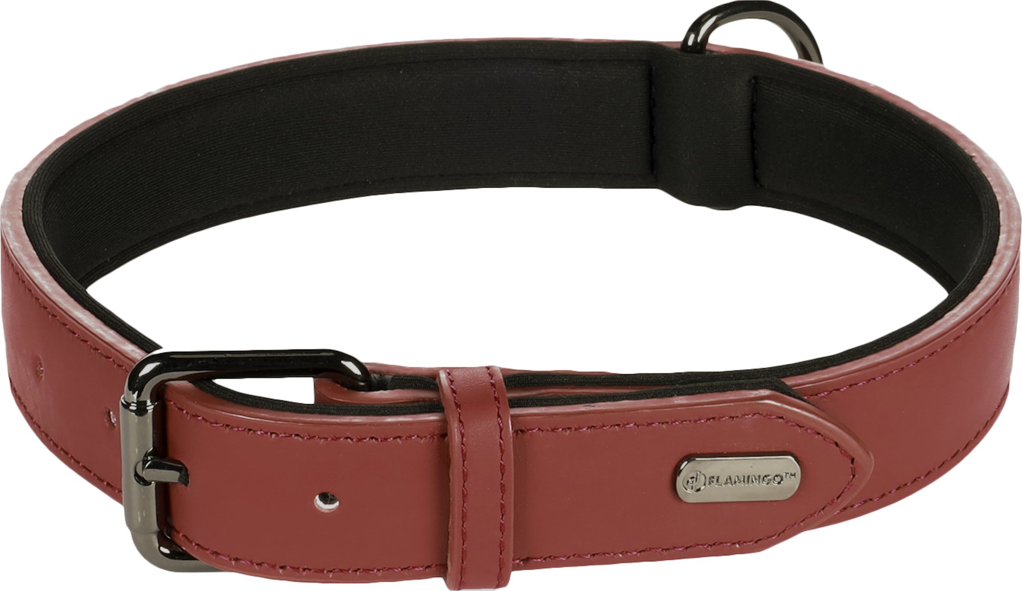 Flamingo Binti Kožený obojok s neoprénom Červená XL