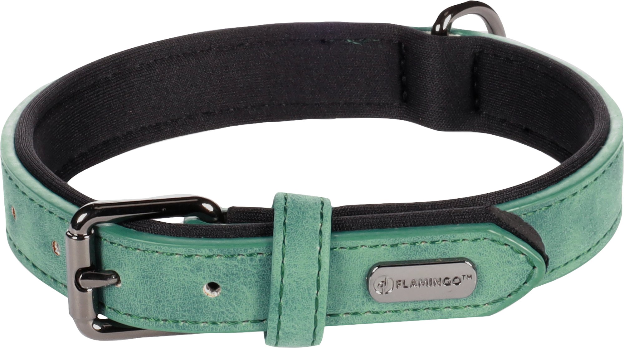 Flamingo Delu Obojok s neoprénovým polstrovaním Zelená S/M